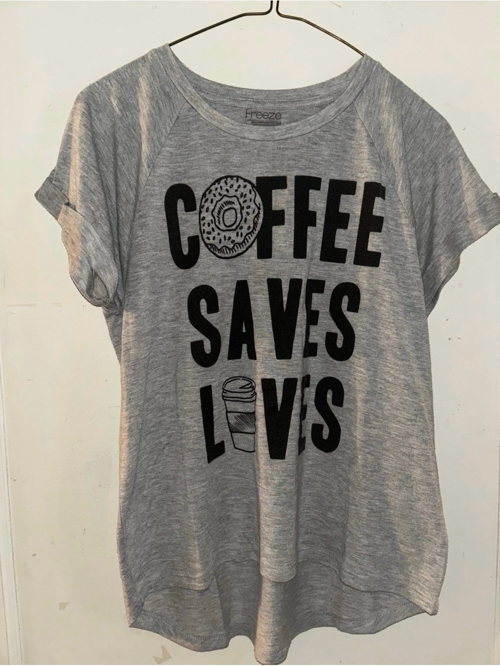 Freeze Gray 'Coffee Saves Lives' Short Sleeve Graphic Tee